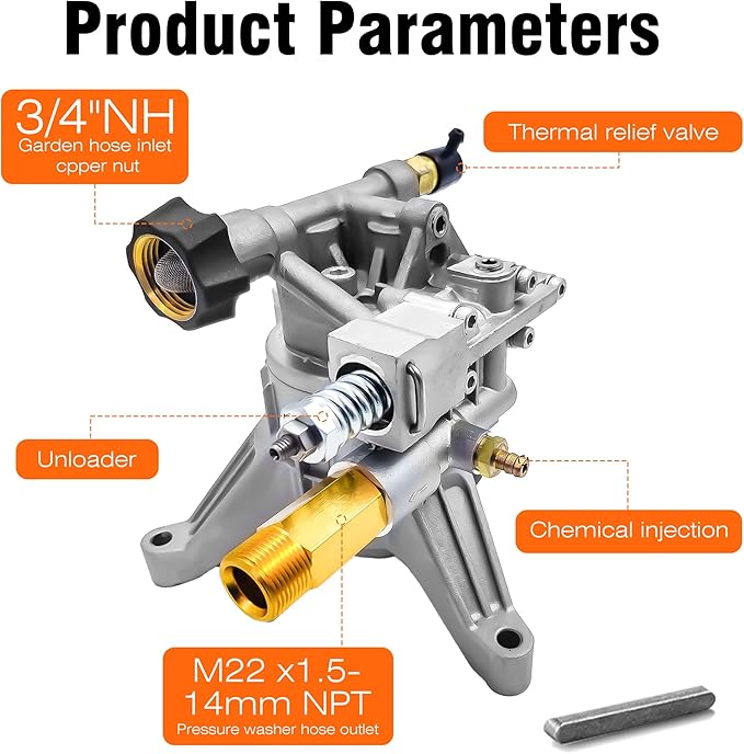 3000 Psi Pressure Washer Pump, 7/8" Shaft Vertical Power Washer Pump Replacement 2700-3000 PSI Universal Pressure Washer Pumps for Pressure Washer