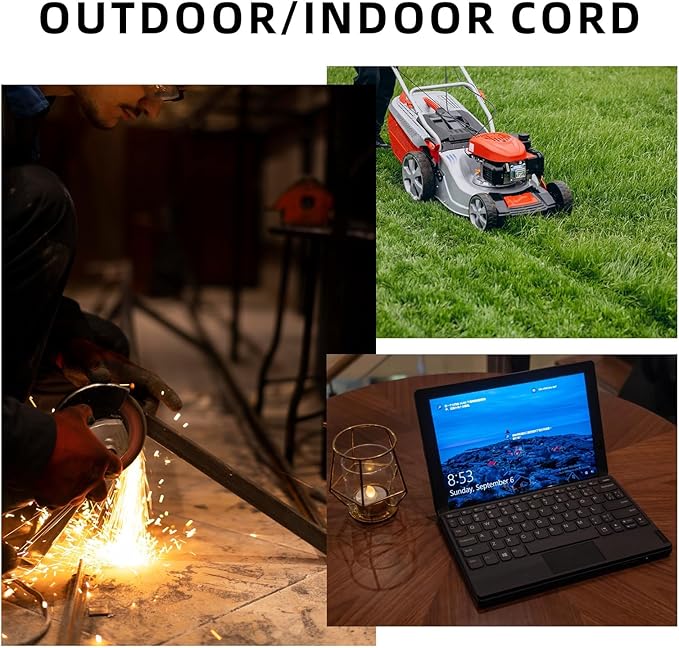 EP 12/3 30 FT Indoor Outdoor Black Extension Cord Waterproof, 12 Gauge 3 Prong Power Cord Flexible Resistant Appliance Extension Cable Electric Cable Outside, 15A 1875W 12AWG SJTW, ETL Listed