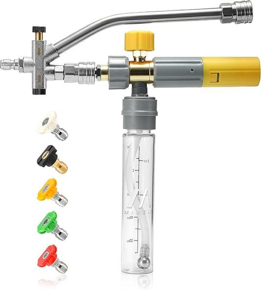 M MINGLE Mini Foam Cannon for Pressure Washer, Magnetic Foam Cannon with Dual Connector, Undiluted Foam Blaster with 5 Nozzle Tips, 1/4 Inch Quick Connect