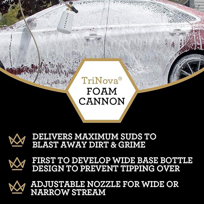 TriNova Foam Cannon for Pressure Washer - Original Wide Neck, Wide Base Heavy Duty Foam Gun for Detailing