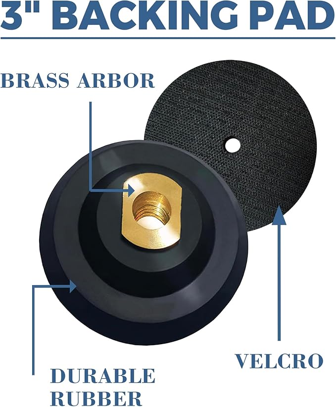 Rubber Backer Pad 3 Inch Hook and Loop Backing Pad for Countertop Wet Dry Polishing - Arbor 5/8"-11 3"