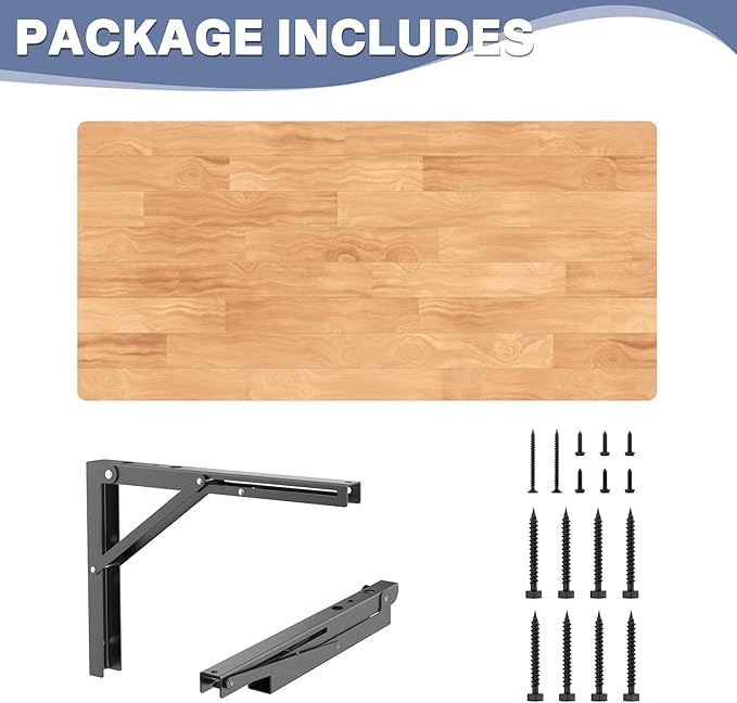 WALMANN Space Saving Wall Mounted Folding Workbench, Heavy Duty Folding Wall Table/Desk for Garage, Workshop, Holds Up to 150 lbs(Tabletop Size: 31.5 x 15.75 inch)