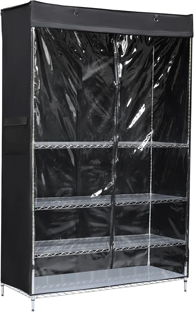 Macoda Storage Shelf Cover Wire Rack Shelving Fits Racks 18" D x 36" W x 72" H One Side See Through Panel (Cover only)