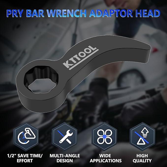 Pry Bar Wrench Adaptor Head, Crowbar Adapter Head Tool, Half Shaft Removal Car Repairing Tools 1/2" Drive