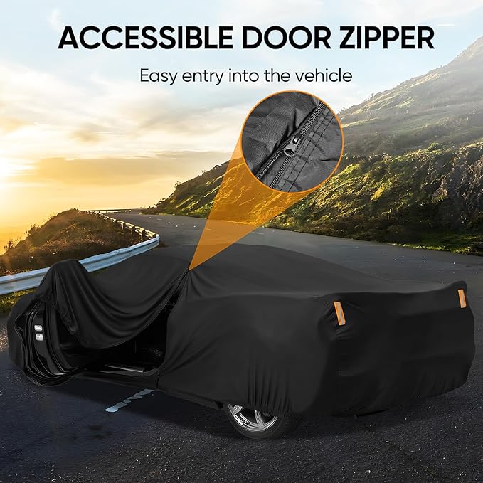 Car Cover Custom Fit for Chevrolet Corvette C4 C5 C6 C7 C8 1980–2026, Outdoor Waterproof All Weather Heavy Duty Full Exterior Cover for Sun Rain Snow UV Dust Protection with Door Zipper
