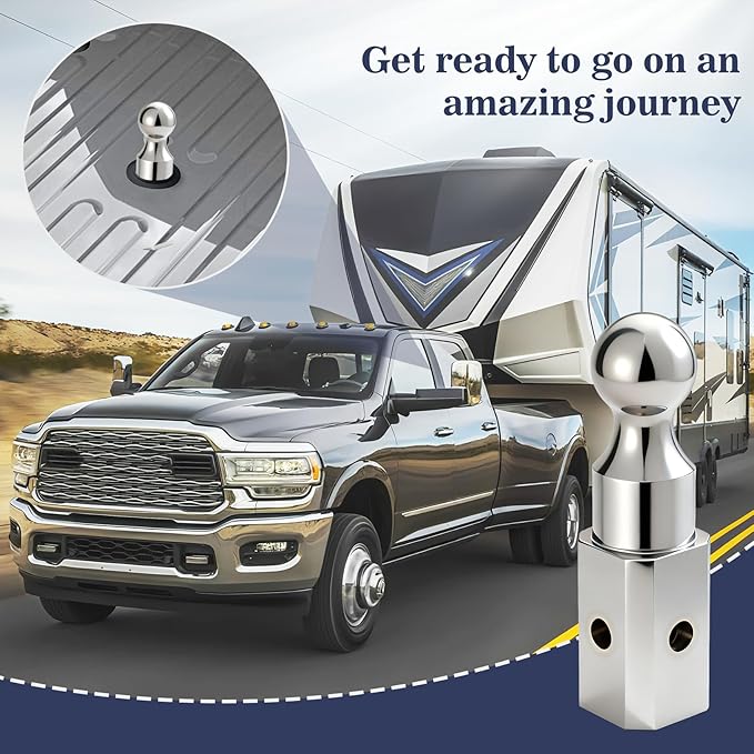Gooseneck Hitch Ball 2-5/16", High Rise Gooseneck Ball, Chrome-Plated Finish, 30,000 lbs Trailer Hitches Hi-Rise Ball for B&W Trailer Hitches GNXA2050