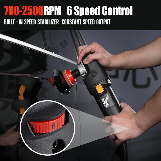AUTIWOZ Mini Buffer Polisher, Car Polisher Waxer, 600W Rotary Polisher Machine with 33Pcs Polishing Kit, with 1" /2" /3" Base Pads M14 Thread Extension Shaft for Car Boat Sanding Polishing and Waxing