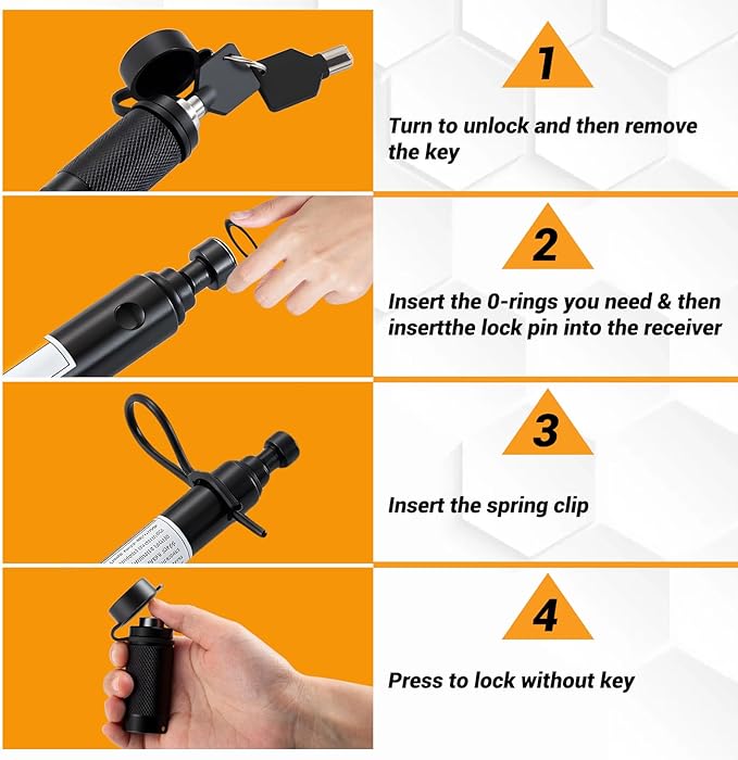 5/8" Trailer Hitch Lock Set with 100mm Span, Trailer Receiver Lock for Class III IV 2" & 2-1/2" 3" Receivers, Tow Hitch Lock with Keys for Trailer, Truck, Car, Boat, 2 Pack