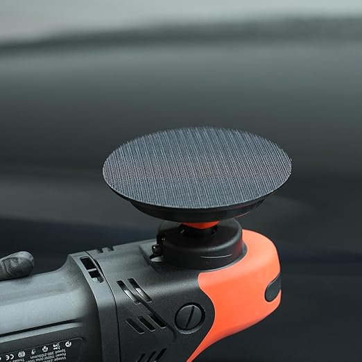 SPTA 2Pcs RO Rotary Flexible Backing Plate, Hoop-and-Loop Face PU Soft Backing Pad Used On Rotary Polisher Sander for Sanding Polishing Buffing Finishing (5/8"-11 Thread, Orange, 5Inch (125mm))