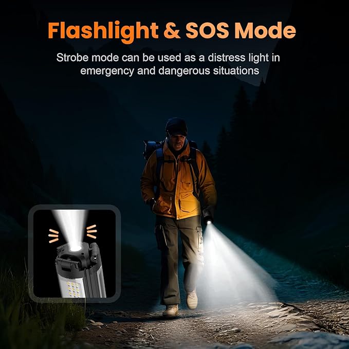 CAVN Rechargeable Camping Lights with Stand 6.5 ft Max Height, Portable Cordless LED Work Light 2200 Lumens 6500/4500/3500K Dimmable Camping Essentials Gear with Detachable Tripod, Black