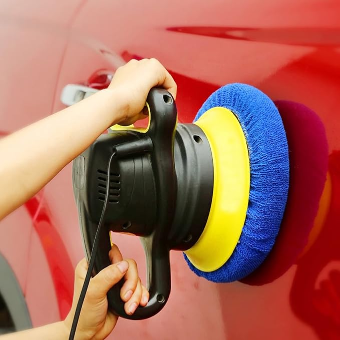 Boltigen 16pcs 5-6 inch Polishing Pad Bonnets 4 Colors Orbital Polishing Pad Microfiber Coral Fleece Bonnet Car Buffer Polisher Waxing Covers for Automobile Glass Cleaning and Polish