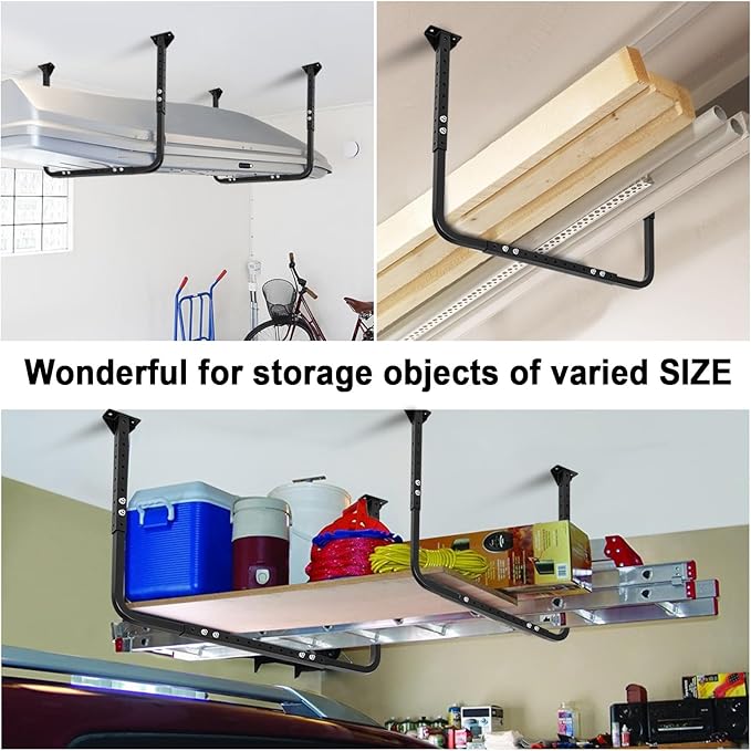 Colinktool Adjustable Ceiling Storage Racks, Overhead Storage Bracket, Heavy-Duty Shelves, 33 in. x 34 in, 200lbs Weight Capacity for Garage