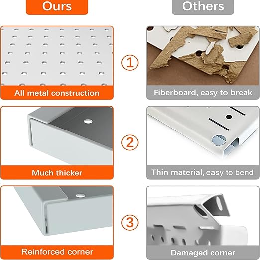 TORACK 4 PCS Metal 12 x 24 in Pegboard Panels, Garage Tools Organizer Pegboards for Workbench, Modular Peg Board, Tool Organizer Board Kit(Pack of 4, Grey)