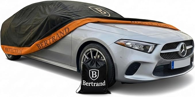 BERTRAND Premium Sedan Car Cover (179 x 69 - Size - A1) - Waterproof All Weather | Door Zipper + Mirror Pockets | Cotton-Lined | UV Protection + Reduces Hail Impact | Compact Sedans