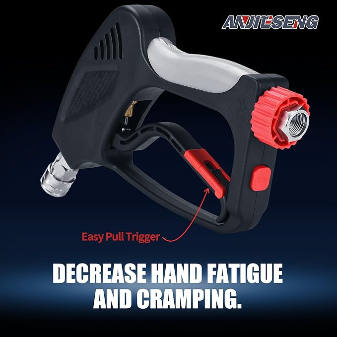 Professional Pressure Washer Gun 5000 PSI, 10.5 GPM High Flow Power Washer Gun with Military Lock & Tangle-Free 360° Alloy Swivel | Stainless Steel Body | Compatible with Foam Cannon Foam Gun