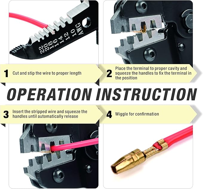 iCrimp SN Ratchet Electrician Crimping Tool set for Insulated and Non-Insulated terminals,Molex, Open Barrel, Dupont connectors, End sleeve ferrules 0.08-6mm ²28-10AWG with Wire Stripper&Cutter