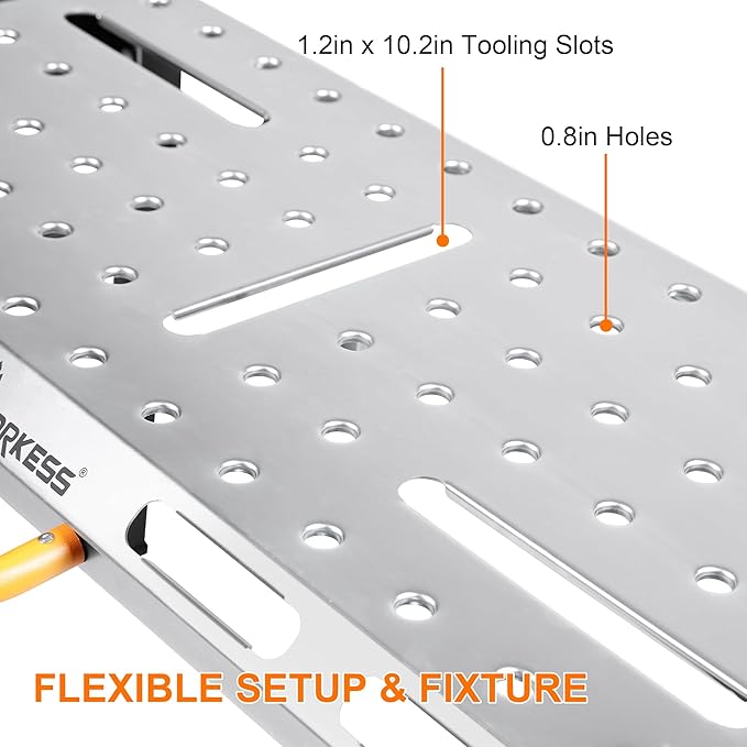 WORKESS Metal Welding Table Folding 1000 lbs Load Capacity Heavy Duty Steel Construction Workbench for Welding Adjustable 7 Level Height
