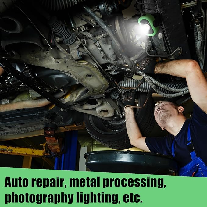 Retisee 3 Pack 780 Lumens Magnetic Work Light USB Rechargeable LED Flashlight Portable Inspection Light for Car Repair Emergency Lighting Mechanics Workshop (Green-3PK)