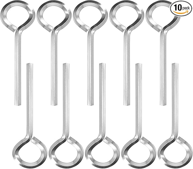 5/32” Standard Hex Dogging Key with Full Loop, Key-Ring Style Dogging Key Set 5/32 Allen Wrench Key for Push Bar Door Panic Bars, Security Door, Hex Socket,10 Pack(Middle, silver)
