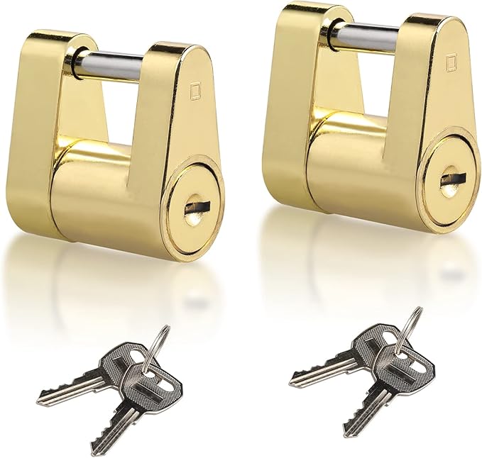 CZC AUTO Trailer Lock Dia 1/4 Inch, Coupler Lock 3/4 Inch Span Trailer Hitch Lock with Keys Trailer Coupler Lock for Tow Boat RV Truck Car's Coupler, 2 Pack