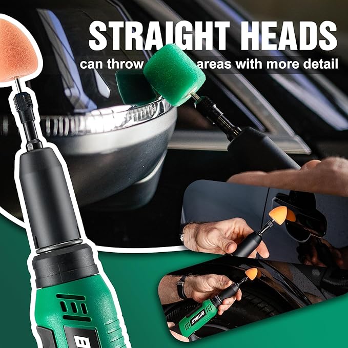 BATOCA S6 Mini Polisher Cordless Polisher for Car Detailing, 2x2.0Ah Batteries, 0mm Rotary Buffer, 3mm and 12mm Dual Action Polisher 1-3 Inch, 2 Different Speeds Heads Systems, 4.2k-21k or 1-5k RPM