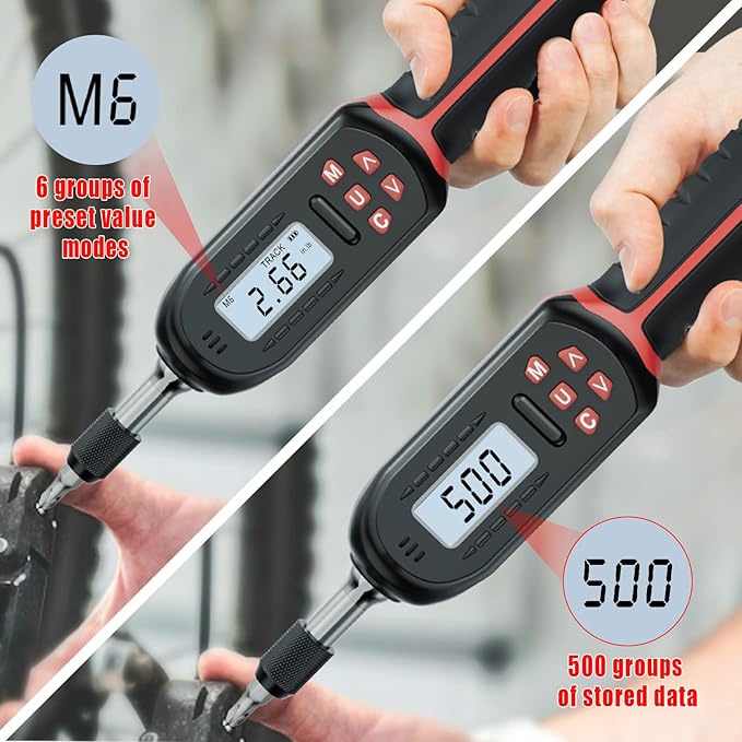 VANPO Torque Screwdriver Digital 2.66-53.1 in-lbs/0.3-6 Nm, Adjustable Screwdriver Torque Wrench Set with Buzzer/LED Indicator Notification for Bike Repairing, Tools, Maintenance and Mounting