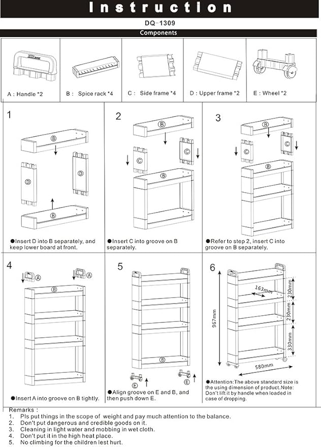 BAOYOUNI Slim Storage Cart Between Washer Dryer Cabinet Rolling Shelf Slide Out Tower Narrow Space Organizer Rack with Wheels for Laundry, Bathroom, Kitchen & Living Room (4-Tier)