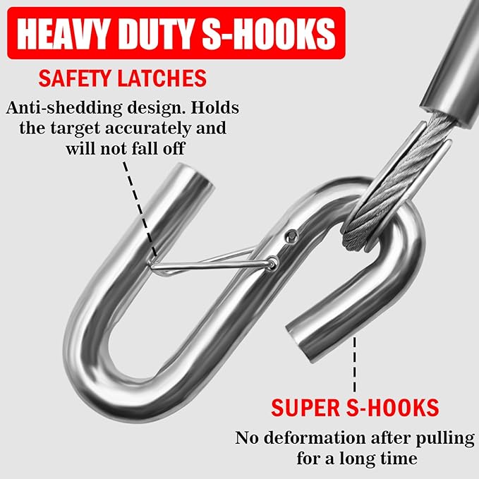 44" Trailer Safety Cables with Hooks Tow Straps 2-Pack Safety Chains Towing Trailer 5000 Lbs Break Strength Boat Chains with Hooks for Ultimate Security