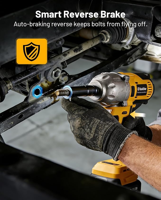 1/2" Cordless Impact Wrench, 1400N·m(1032ft・lbs) Brushless High Torque Impact Gun, Electric Impact Driver, 2x4.0Ah Batteries, LED Light, Charger, 6 Sockets, 3 Variable Speeds for Car/Pickup/Mower