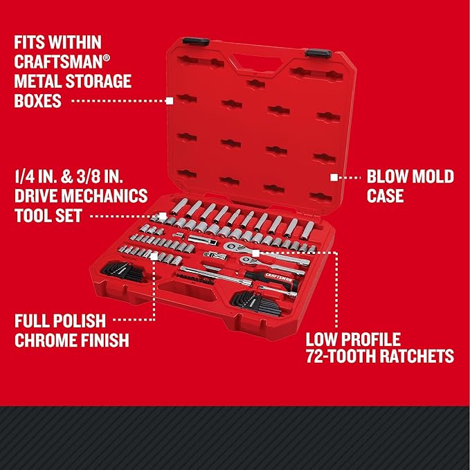 CRAFTSMAN Mechanics Tool Set, 83 Piece Hand Tool and Socket Set SAE/Metric (CMMT12121)
