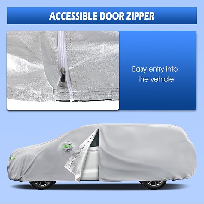 Car Cover Custom Fit for Toyota Sienna 1997-2026, Migaven Waterproof Full Exterior Cover Sun Rain Protection with Door Zipper and Cotton Lining, Silver