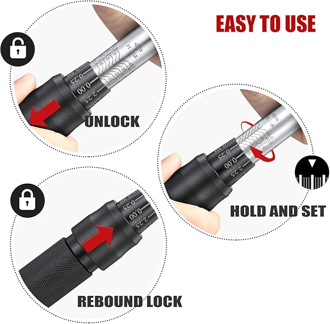 3/8-Inch Drive Click Torque Wrench (10-45 ft.-lb./13.5-61Nm) Dual-Direction Adjustable Torque Wrench Set