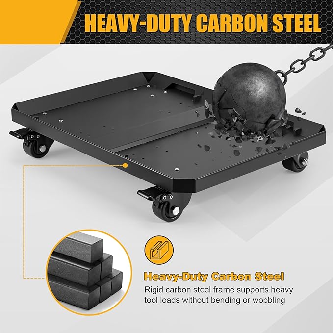 Heavy Duty Tool Box Dolly Fit for ToughBuilt StackTech Toolboxes,Carbon Steel Cart Base Rolling Platform with 4 Locking Wheels, Mobile Tool Storage Base for Garage & Jobsite