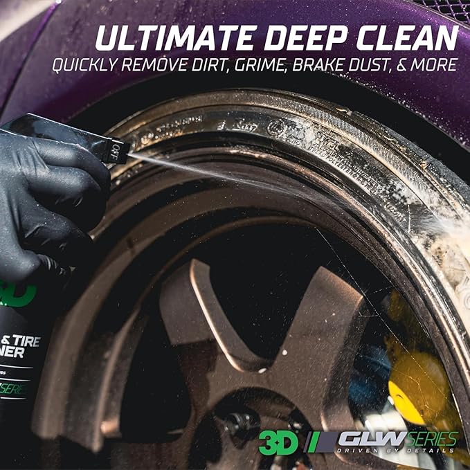 3D Wheel & Tire Cleaner - 1 Gallon Deep Cleaning All-in-One Formula | Removes Brake Dust, Grime, Tire Browning | Safe on All Wheels | DIY Car Detailing