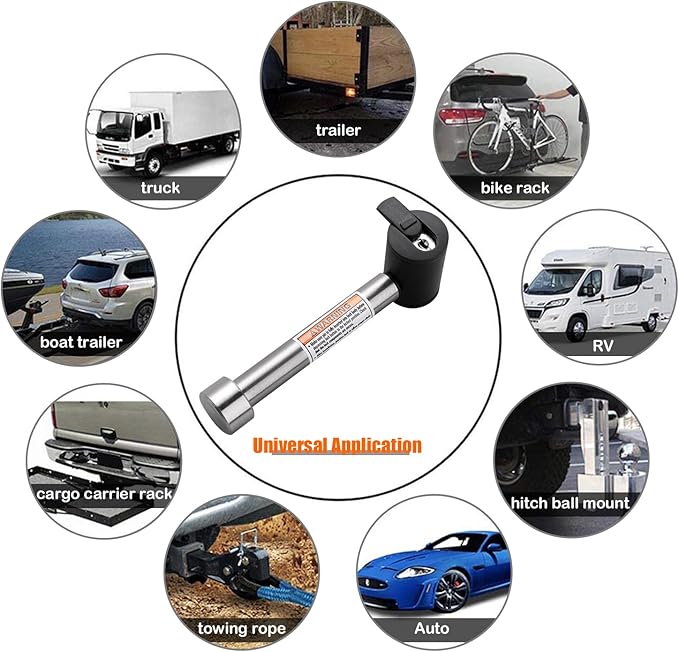 CZC AUTO Hitch Receiver Pin Lock Stainless 5/8 Inch Trailer Receiver Lock for Class III IV 2 2-1/2 Inch Receiver, Fits Hitch Bike Rack Tray Ball Tow Rope for Trailer Truck Car Boat (1PACK, Silver)