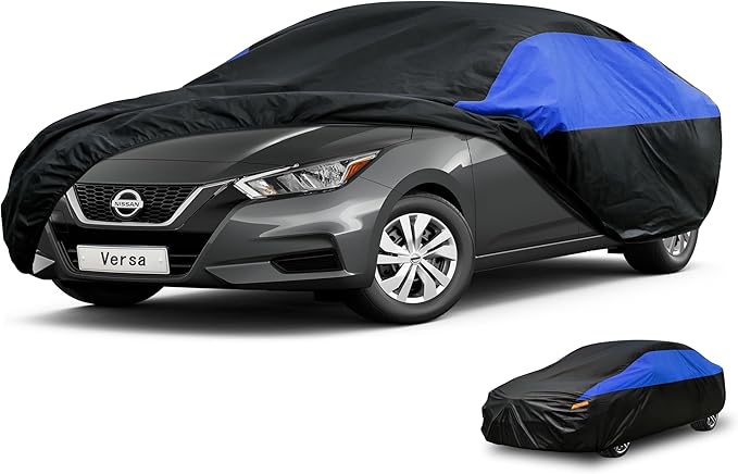 Nissan Car Cover Custom Fit Nissan Versa Waterproof All Weather, Lightweight Full Exterior Cover for Automobiles Outdoor Sun UV Rain Dust Snow Wind Protection.