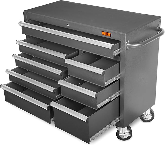 Wen 42-Inch Premium Rolling Tool Cabinet, Black, Heavy Duty 21-Gauge Powder-Coated Steel Construction (GG422B)
