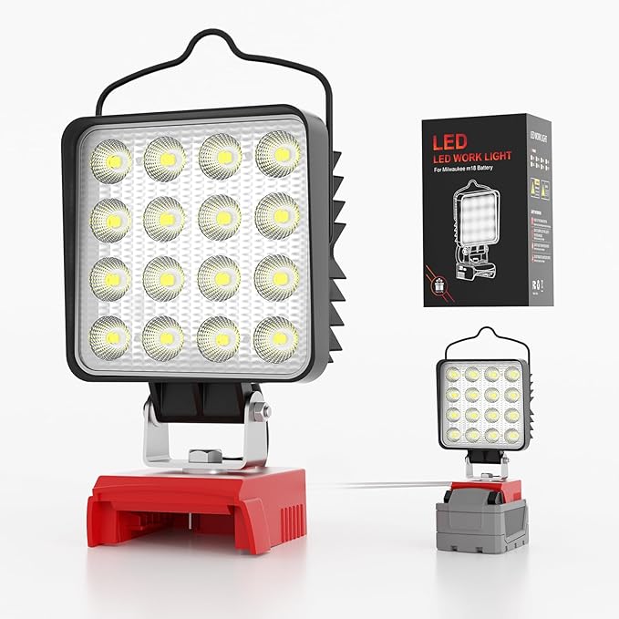 96W 10000LM LED Work Light for Milwaukee m18 18v Battery - Cordless Work Light w/USB & Type C Charging Port 180° Adjustable Angle Portable Flood Light Flashlight,Fathers Day Tool Gifts for Men Dad