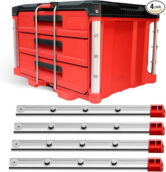 Alpha Engineered Threaded Replacement Packout Rails -10.4" (265mm) Compatible with Milwaukee Packout Drawer Tool Boxes (48-22-8442, 8443, 8444, 8447) - Aluminum Rails - Fits Packout Accessories-Silver