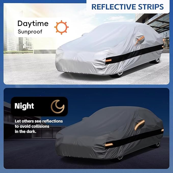 10 Layers Car Cover Custom Fit for BMW 3 Series 320i 328i 330i 335i M340i (2013-2025), Waterproof All Weather for Automobiles, Outdoor Full Cover Sun Dust Rain Protection with Cotton. Silver