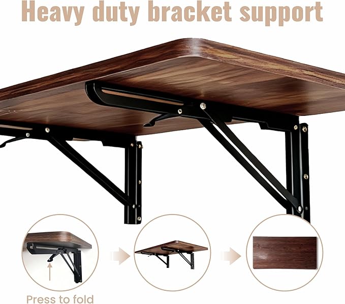 Wall Mounted Folding Table-15.7"x 31.5"-Wall Mounted Folding Workbench & Home Office Suitable for Solid Wall-Holds Up to 100 LBS, Space-Saving-Great for Garage Workbench,Laundry Room