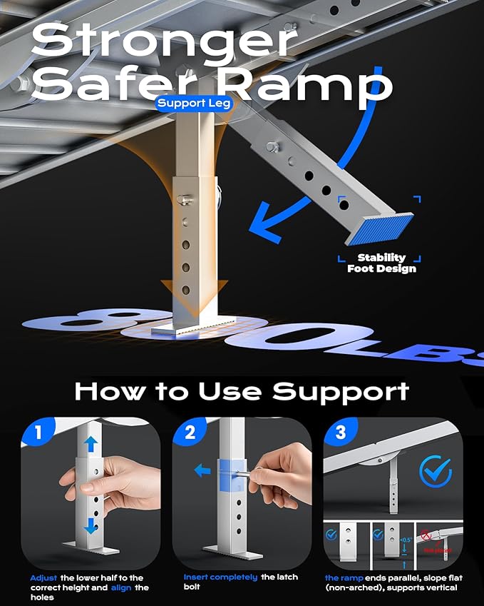 Portable Wheelchair Ramp 5FT, Non-Skid Aluminum Ramps for Wheelchairs for Home Steps, 800 LBS Capacity Handicap Ramp for Doorway, Threshold, Front Porch, Entry, Stairs