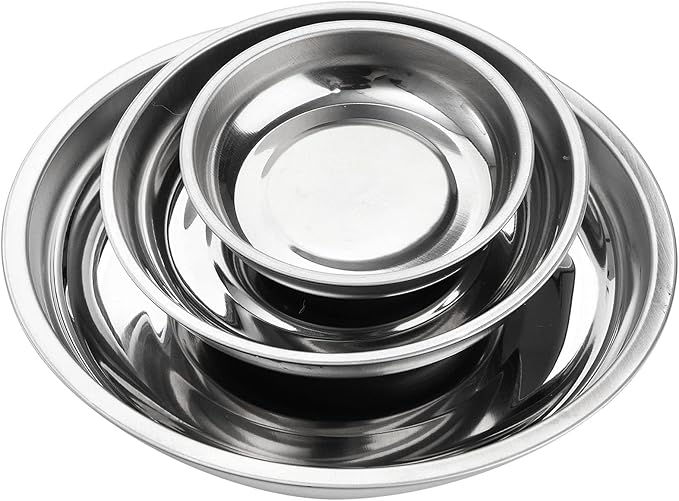 Hedume 6-Piece Magnet Trays Set, 3" 4" 6" Round Magnetic Parts Tray, Stainless Steel Magnetic Trays Tools Parts Tray Holder for Socket Screw, Nuts, Bolts, Metal Parts
