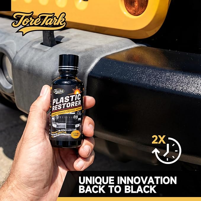 Plastic Restorer for Cars, Not a Dressing, Black Trim Restorer, Ceramic Crystal Coating Highly Concentrated, Lasting Up to 6 Months+ with UV Protection, Restore Automotive Exterior Protectant
