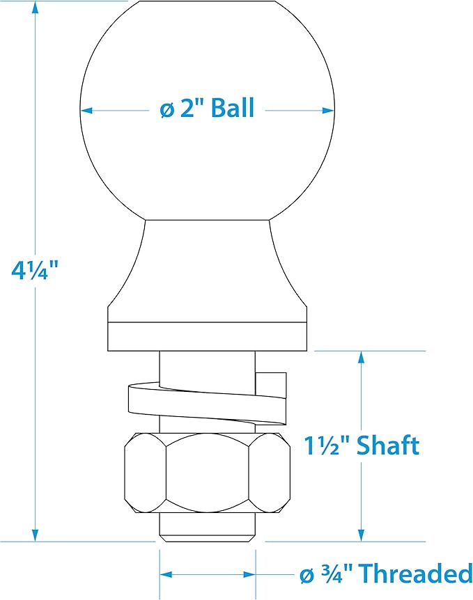 Seachoice Trailer Hitch Ball, Various Sizes and Weight Capacities