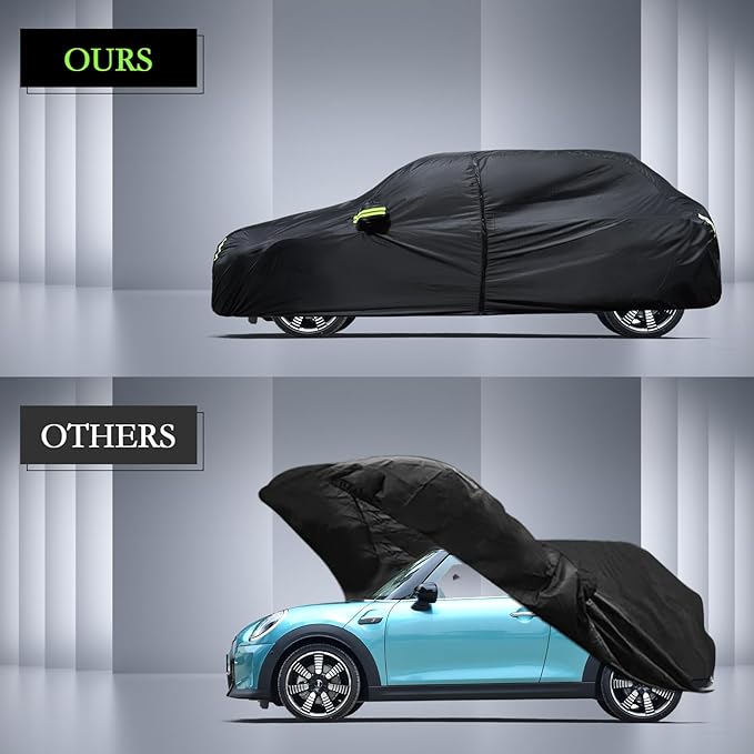 Car Cover Custom Fit for 2014-2024 Mini Cooper/Cooper S 2-Door, Waterproof All Weather Full Exterior Cover Rain Sun Protector with Door Zipper