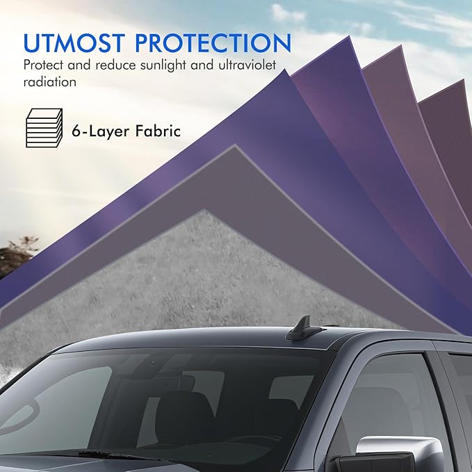 Car Cover Waterproof All Weather, 6 Layers Outdoor Full Exterior Cover Rain Sun UV Snowproof Protection with Zipper Cotton, Mirror Pocket for Chevrolet Silverado