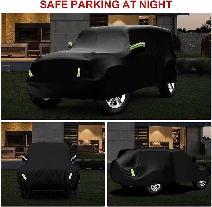 Full Exterior Cover Custom，for Fit 1997-2023 Jeep Wrangler 2 Door JK JL TJ YJ CJ，210T Fabric is Windproof and Waterproof