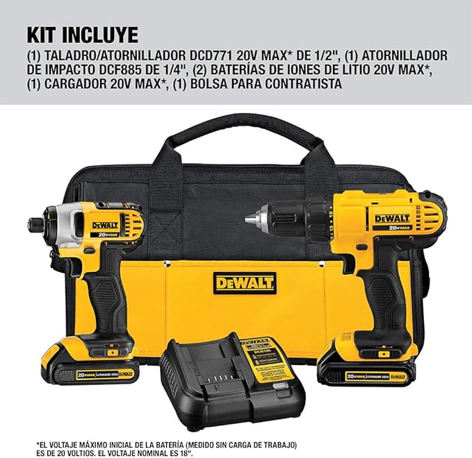 DEWALT Mechanics Tool Set, Drill/Driver & Impact Driver Combo Kit (DCK240C2)