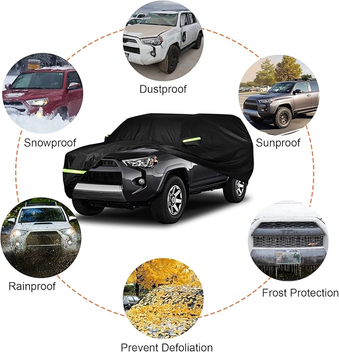 Waterproof Car Covers Replace for 2002-2025 Toyota 4runner, 6 Layers All Weather Custom-Fit Outdoor Full Car Covers with Zipper Door for Snow Rain Dust Hail Protection (4Runner)
